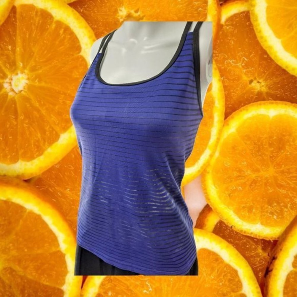 New Balance Lightning Dry Blue and Black Striped Tank